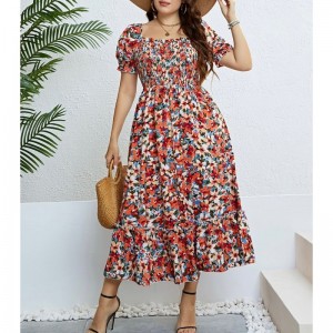 Vestido de mujeres con estampado de moda de verano de talla grande